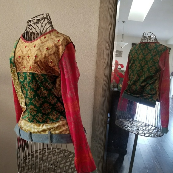 Vintage Velvet multi color long sleeve shirt - Picture 2 of 3